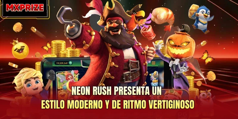 Neon Rush presenta un estilo moderno y de ritmo vertiginoso Neon Rush presenta un estilo moderno y de ritmo vertiginoso